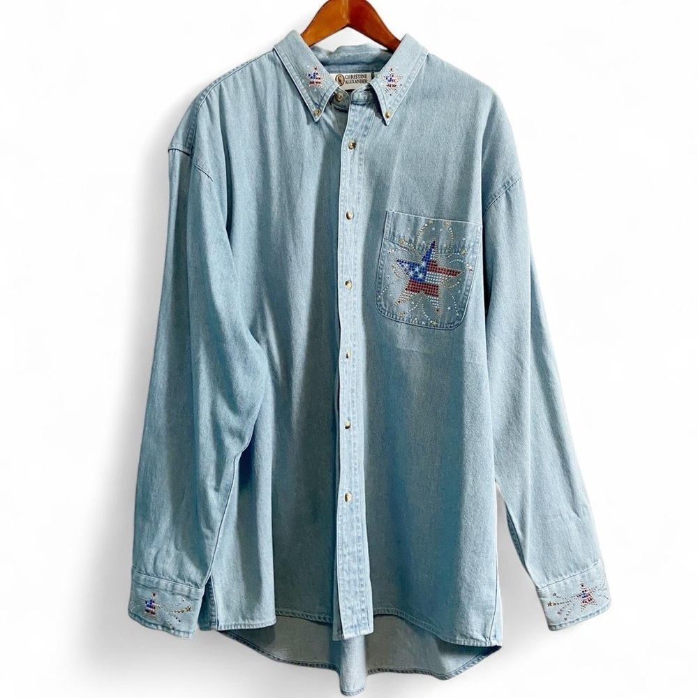 Vintage 90s Christine Alexander American Bedazzle Button Down Shirt